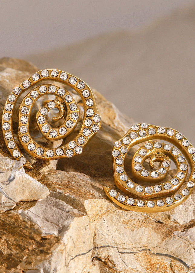 Jieding European and American cross-border jewelry 18k gold stainless steel circle earrings premium sense stud ins titanium steel earrings with diamonds