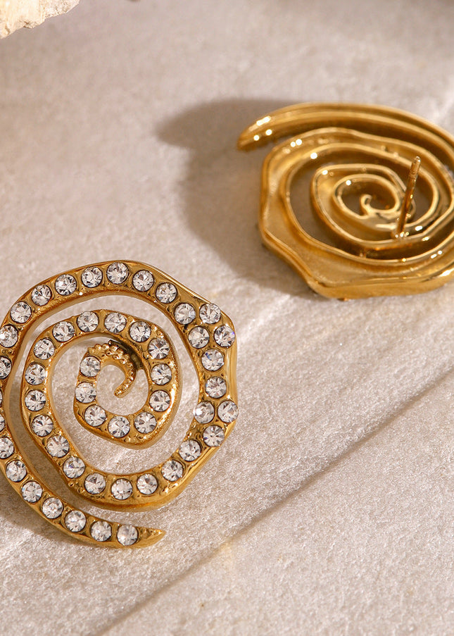 Jieding European and American cross-border jewelry 18k gold stainless steel circle earrings premium sense stud ins titanium steel earrings with diamonds