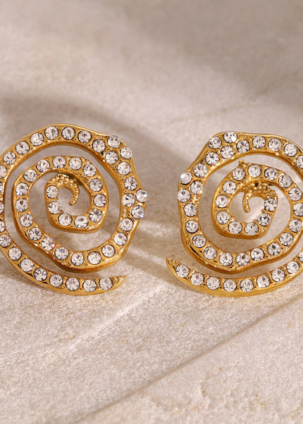 Jieding European and American cross-border jewelry 18k gold stainless steel circle earrings premium sense stud ins titanium steel earrings with diamonds