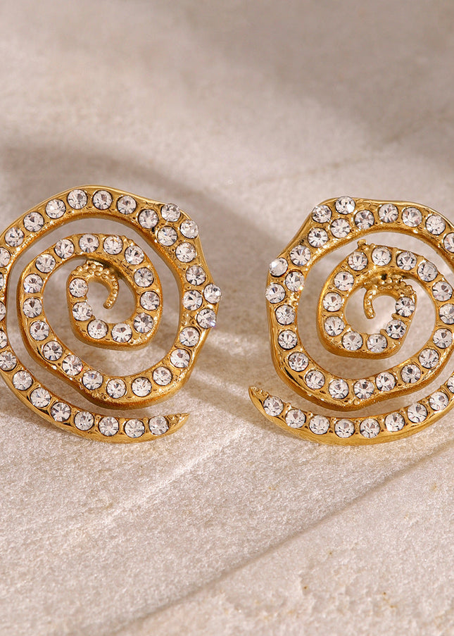 Jieding European and American cross-border jewelry 18k gold stainless steel circle earrings premium sense stud ins titanium steel earrings with diamonds