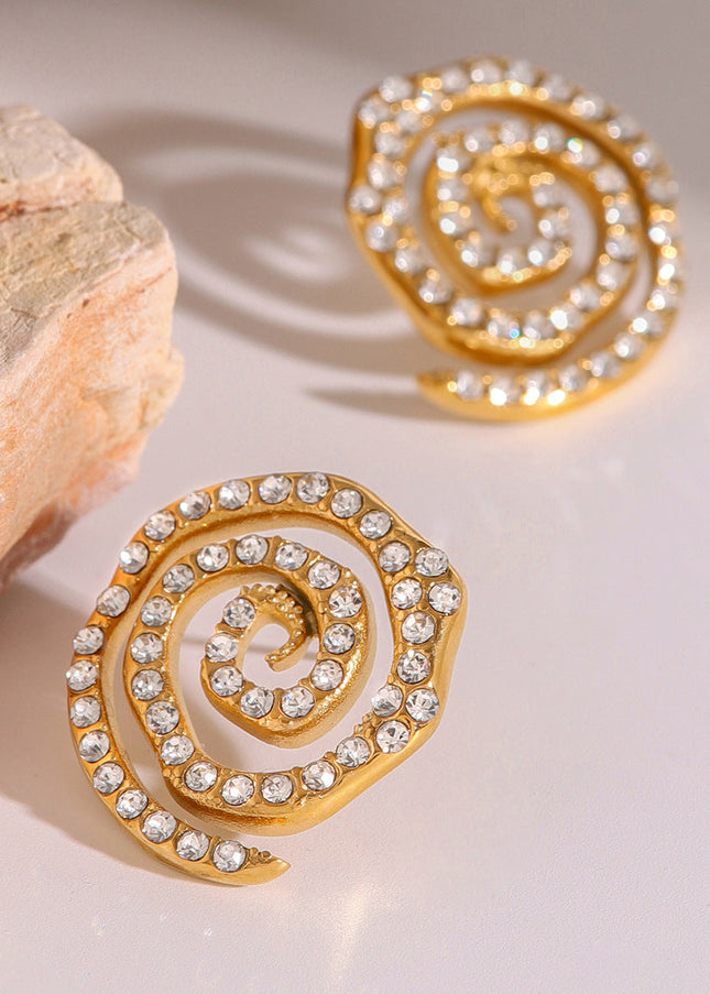 Jieding European and American cross-border jewelry 18k gold stainless steel circle earrings premium sense stud ins titanium steel earrings with diamonds