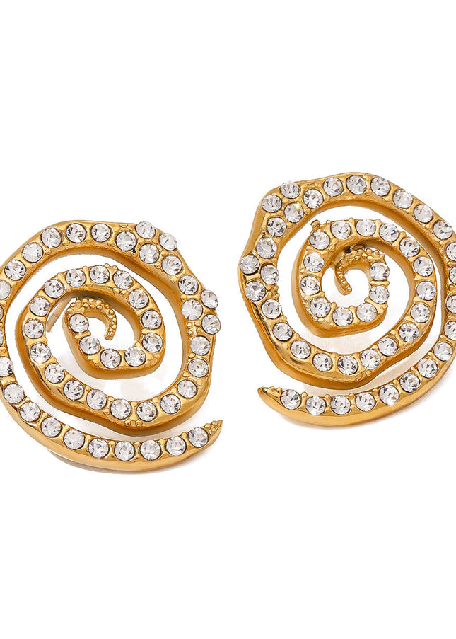 Jieding European and American cross-border jewelry 18k gold stainless steel circle earrings premium sense stud ins titanium steel earrings with diamonds