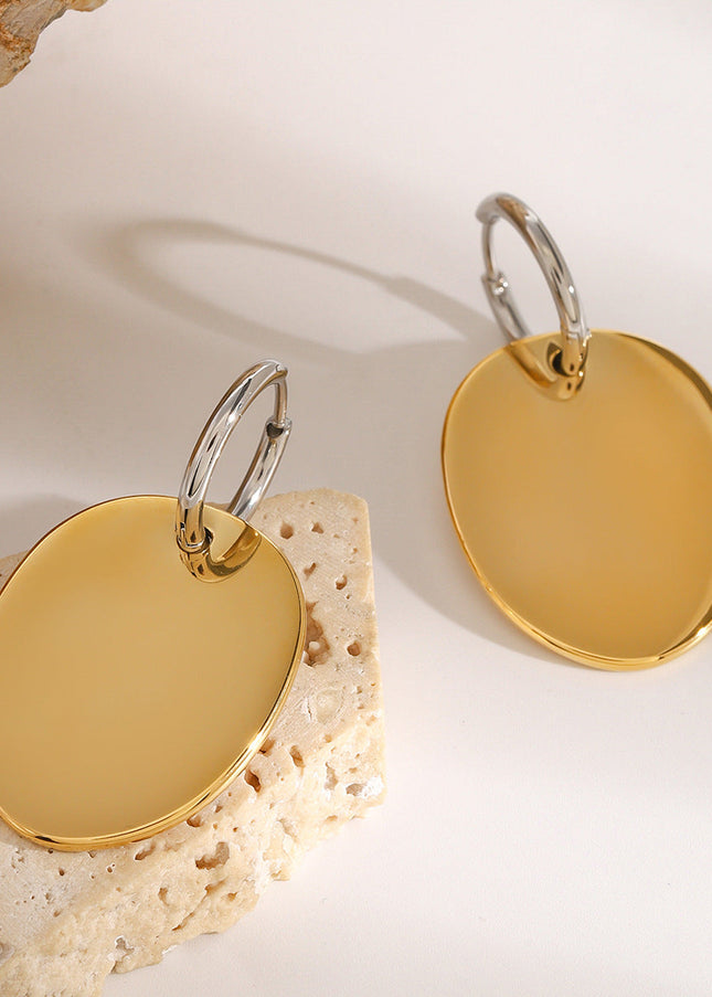 Jieding European and American stainless steel circle earrings, high-end earrings, niche style ins earrings, titanium steel earrings, cross-border