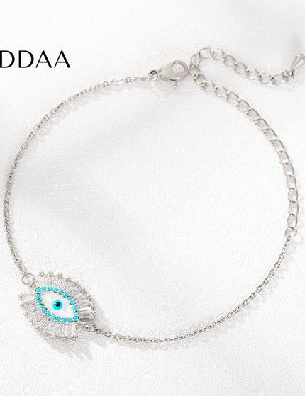 Marche Bracelet | Gold Silver Evil Eye Zirconia Braceler - Silver - Bracelets