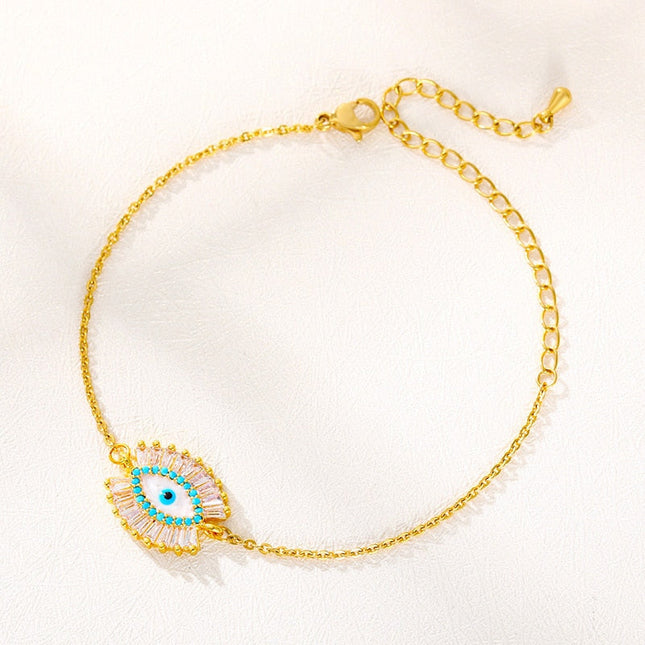 Marche Bracelet | Gold Silver Evil Eye Zirconia Braceler - Gold - Bracelets
