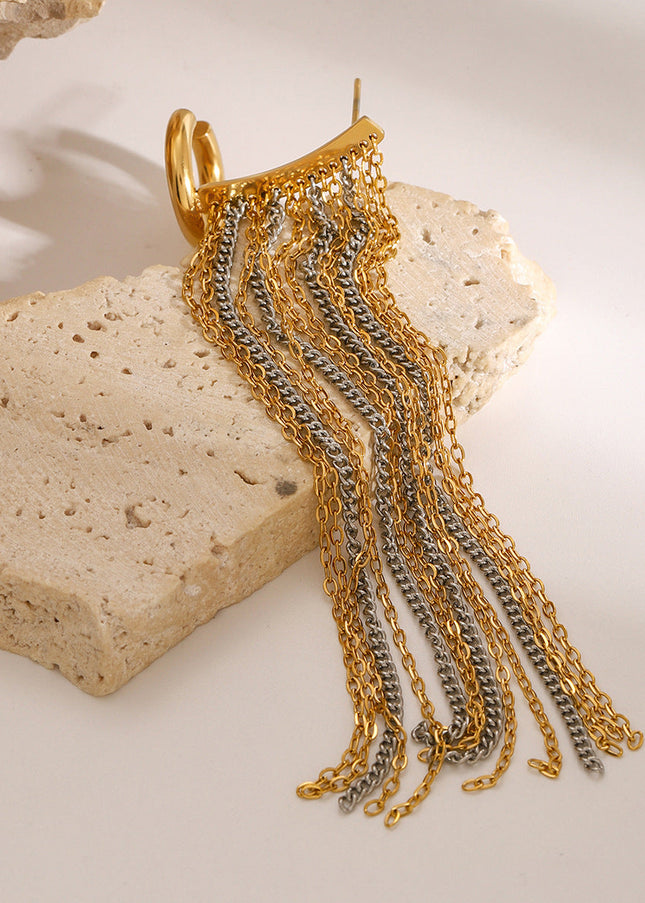 Jieding European and American stainless steel tassel earrings, earrings, high-end earrings, niche ear bones, titanium steel ear jewelry, cross-border