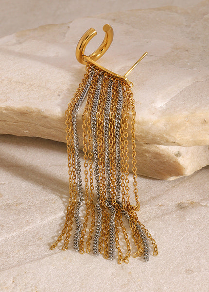 Jieding European and American stainless steel tassel earrings, earrings, high-end earrings, niche ear bones, titanium steel ear jewelry, cross-border