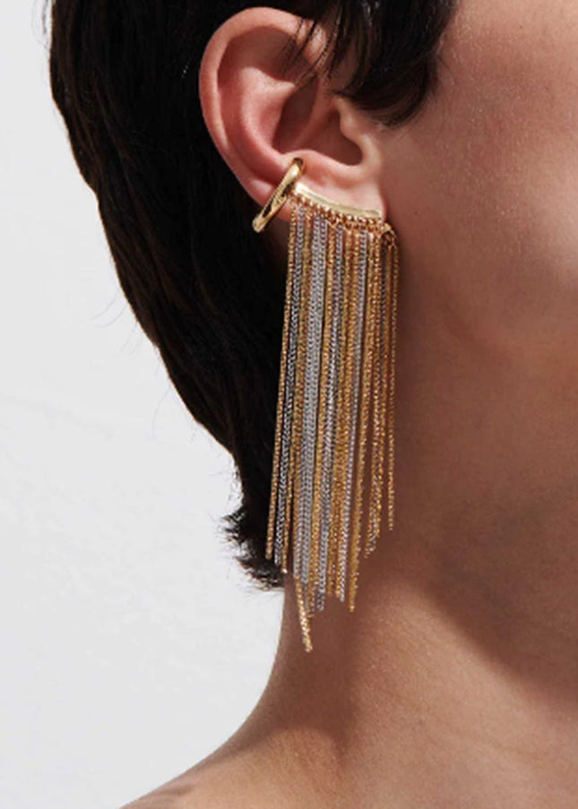 Jieding European and American stainless steel tassel earrings, earrings, high-end earrings, niche ear bones, titanium steel ear jewelry, cross-border