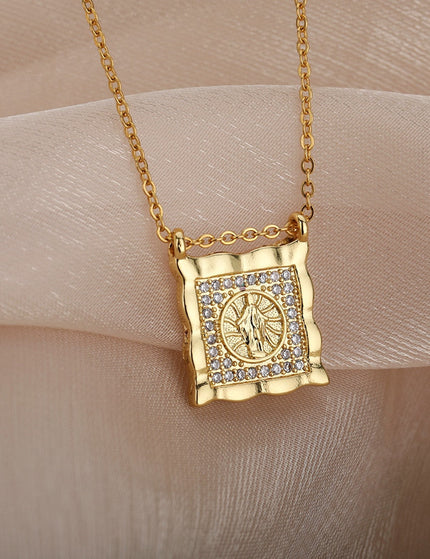 Mariere Pendant Necklace | Gold Zirconia Square Chain - Gold - Necklaces