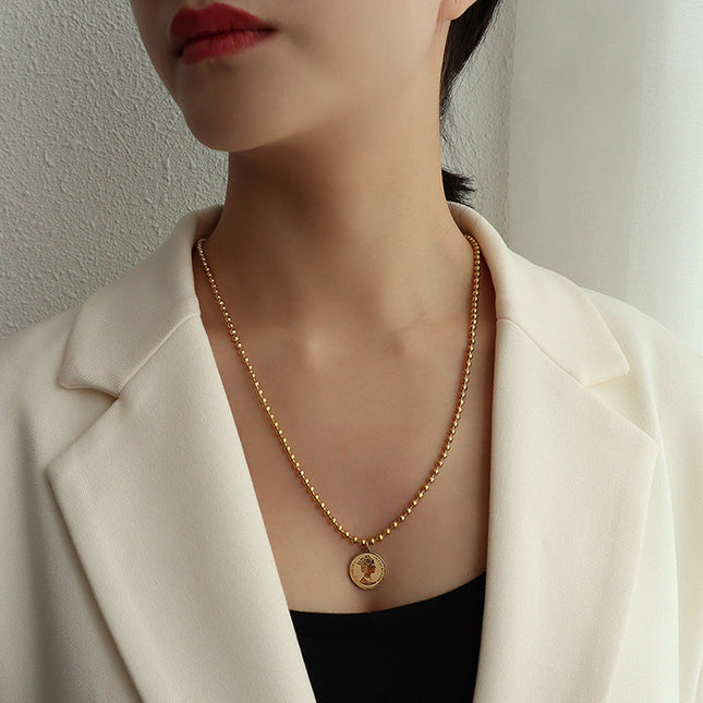 Marka Authorized Titanium Steel Haute Couture Color Retention Necklace OT Clasp Queen Double Clavicle Necklace P1028 Elegant