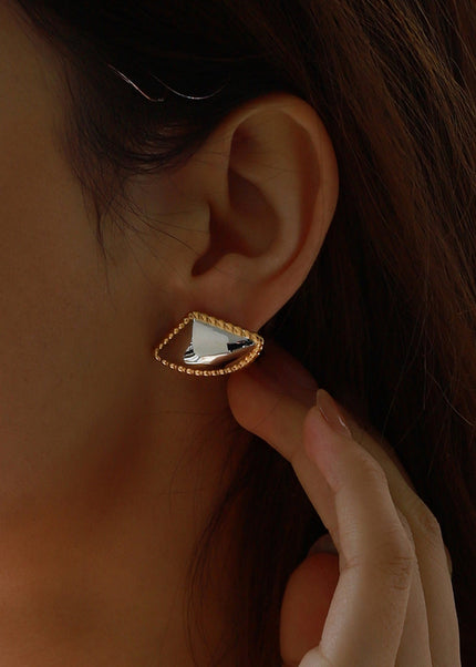 Jieding European and American color-blocked titanium steel stud earrings, light luxury high-end earrings, stainless steel jewelry, cross-border jewelry earrings