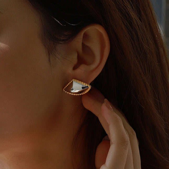 Jieding European and American color-blocked titanium steel stud earrings, light luxury high-end earrings, stainless steel jewelry, cross-border jewelry earrings