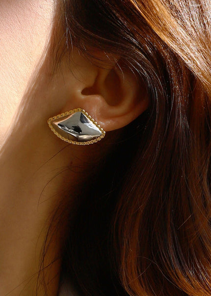 Jieding European and American color-blocked titanium steel stud earrings, light luxury high-end earrings, stainless steel jewelry, cross-border jewelry earrings