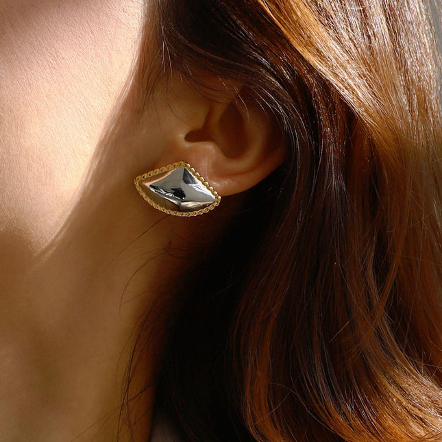 Jieding European and American color-blocked titanium steel stud earrings, light luxury high-end earrings, stainless steel jewelry, cross-border jewelry earrings