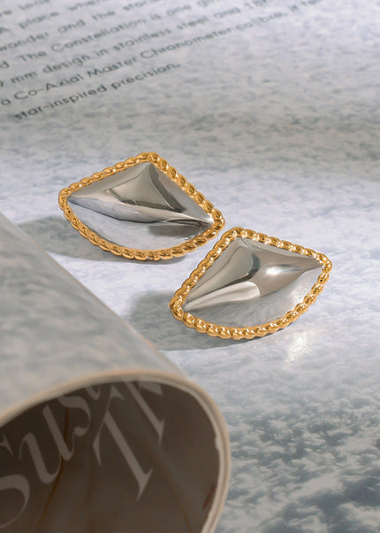 Jieding European and American color-blocked titanium steel stud earrings, light luxury high-end earrings, stainless steel jewelry, cross-border jewelry earrings