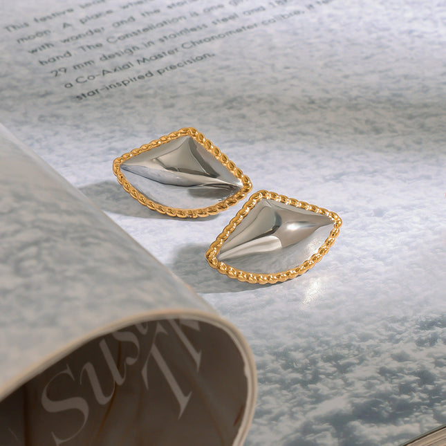 Jieding European and American color-blocked titanium steel stud earrings, light luxury high-end earrings, stainless steel jewelry, cross-border jewelry earrings