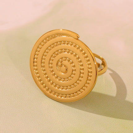 Mi Li Heavy Industry Circle Threaded Open Ring Exaggerated Fashionable Stainless Steel Plated 18K Gold Does Not Fade Popular Accessories