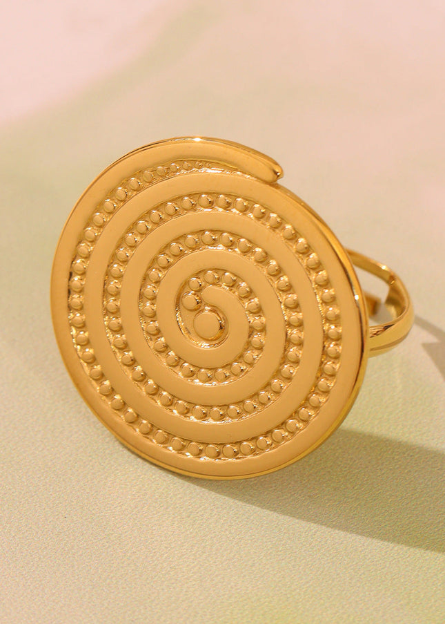 Mi Li Heavy Industry Circle Threaded Open Ring Exaggerated Fashionable Stainless Steel Plated 18K Gold Does Not Fade Popular Accessories