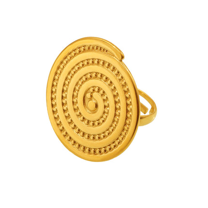 Mi Li Heavy Industry Circle Threaded Open Ring Exaggerated Fashionable Stainless Steel Plated 18K Gold Does Not Fade Popular Accessories
