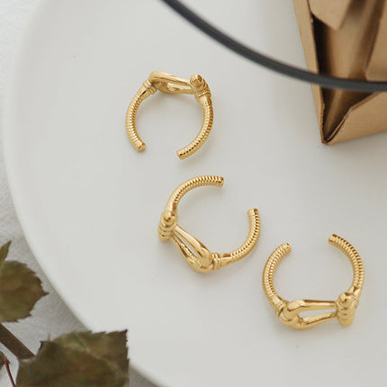 West Coast Hip Hop Threaded Cutout Titanium Steel Ring Plated 18k Gold Men & Women Hand Jewelry Wholesale A275