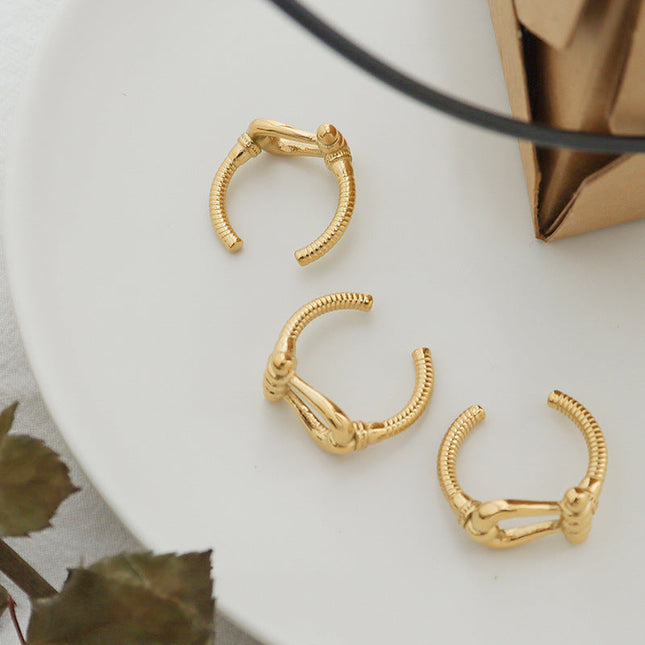 West Coast Hip Hop Threaded Cutout Titanium Steel Ring Plated 18k Gold Men & Women Hand Jewelry Wholesale A275