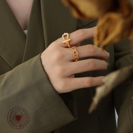 West Coast Hip Hop Threaded Cutout Titanium Steel Ring Plated 18k Gold Men & Women Hand Jewelry Wholesale A275