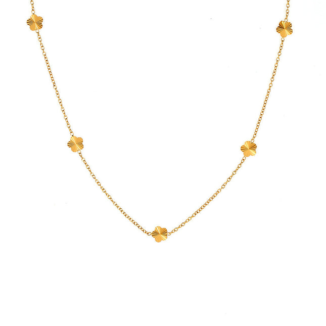 European and American ins style Xiao Qiao flower clavicle chain temperament elegant design titanium steel plated 18k real gold niche jewelry wholesale