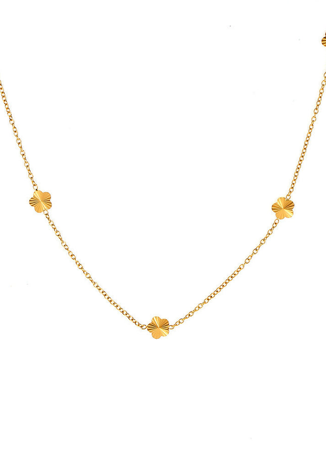 European and American ins style Xiao Qiao flower clavicle chain temperament elegant design titanium steel plated 18k real gold niche jewelry wholesale