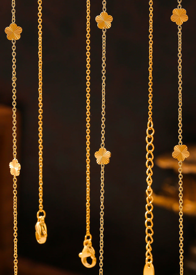 European and American ins style Xiao Qiao flower clavicle chain temperament elegant design titanium steel plated 18k real gold niche jewelry wholesale