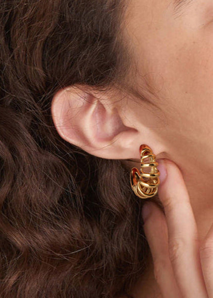 Jieding Europe and America 18k hollow titanium steel earrings light luxury high-end earrings do not fade ear jewelry stainless steel cross-border