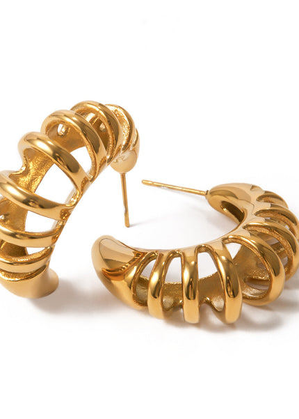 Jieding Europe and America 18k hollow titanium steel earrings light luxury high-end earrings do not fade ear jewelry stainless steel cross-border