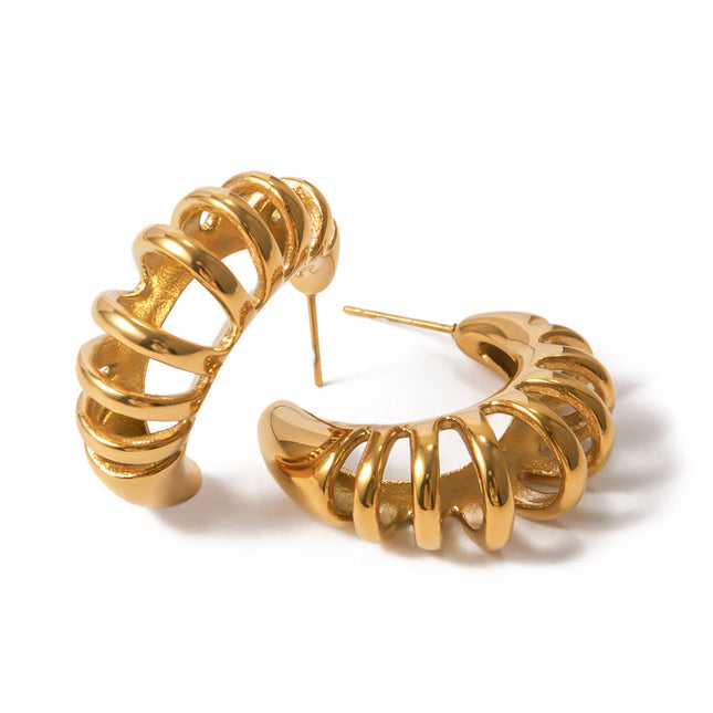 Jieding Europe and America 18k hollow titanium steel earrings light luxury high-end earrings do not fade ear jewelry stainless steel cross-border