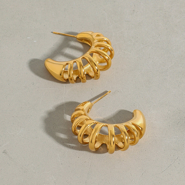 Jieding Europe and America 18k hollow titanium steel earrings light luxury high-end earrings do not fade ear jewelry stainless steel cross-border