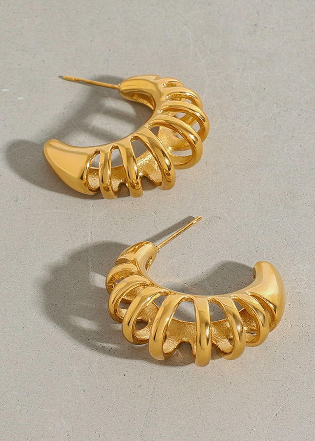 Jieding Europe and America 18k hollow titanium steel earrings light luxury high-end earrings do not fade ear jewelry stainless steel cross-border