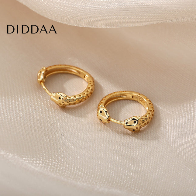 Matte Earrings | Gold Silver Snake Animal Hoop Earrings - Earrings