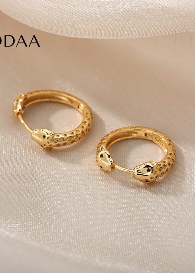 Matte Earrings | Gold Silver Snake Animal Hoop Earrings - Earrings