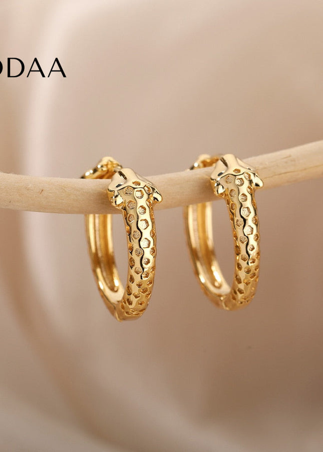 Matte Earrings | Gold Silver Snake Animal Hoop Earrings - Earrings