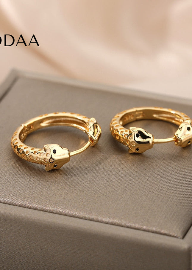 Matte Earrings | Gold Silver Snake Animal Hoop Earrings - Gold - Earrings