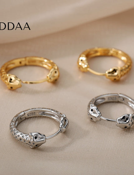 Matte Earrings | Gold Silver Snake Animal Hoop Earrings - Silver - Earrings