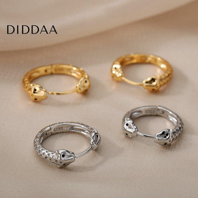 Matte Earrings | Gold Silver Snake Animal Hoop Earrings - Silver - Earrings