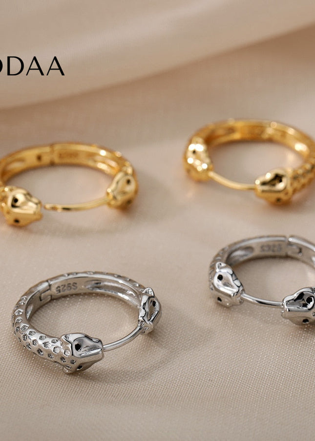 Matte Earrings | Gold Silver Snake Animal Hoop Earrings - Silver - Earrings