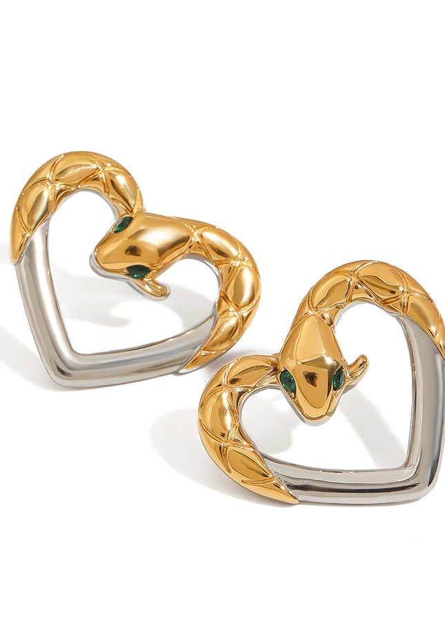 Jieding European and American stainless steel snake stud earrings, titanium steel earrings, women's light luxury, high-end earrings, cross-border earrings