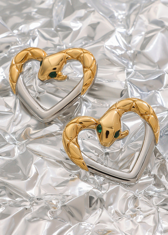 Jieding European and American stainless steel snake stud earrings, titanium steel earrings, women's light luxury, high-end earrings, cross-border earrings