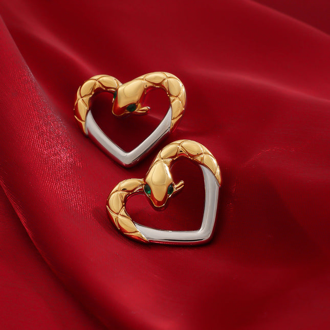 Jieding European and American stainless steel snake stud earrings, titanium steel earrings, women's light luxury, high-end earrings, cross-border earrings