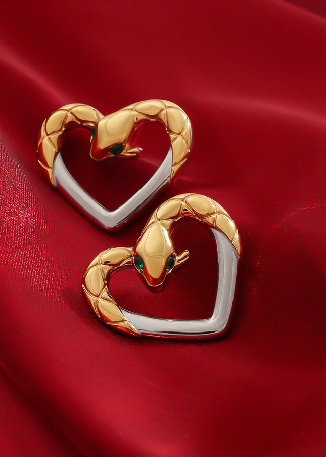 Jieding European and American stainless steel snake stud earrings, titanium steel earrings, women's light luxury, high-end earrings, cross-border earrings