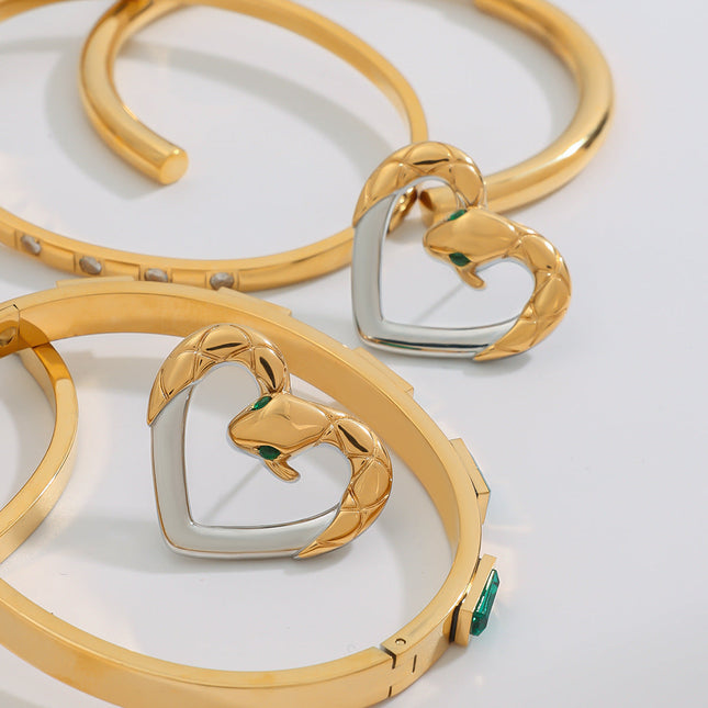 Jieding European and American stainless steel snake stud earrings, titanium steel earrings, women's light luxury, high-end earrings, cross-border earrings