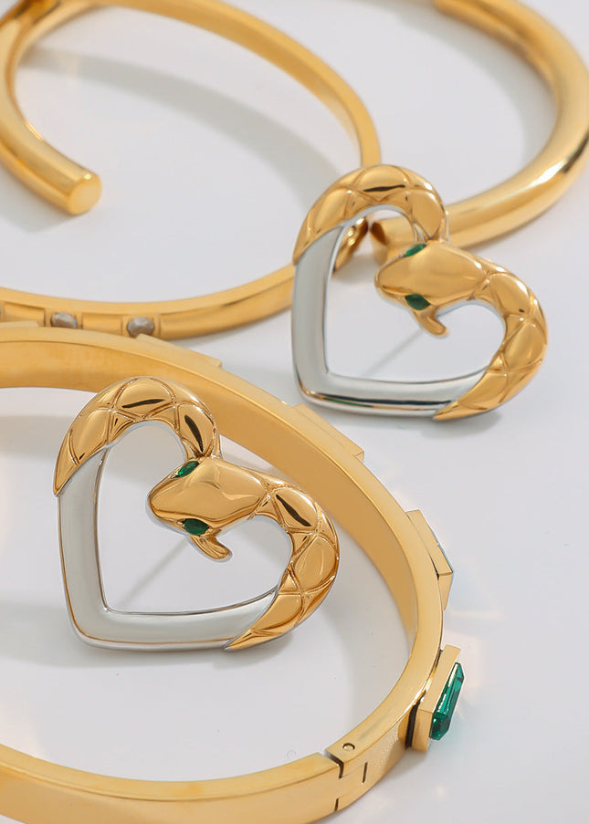 Jieding European and American stainless steel snake stud earrings, titanium steel earrings, women's light luxury, high-end earrings, cross-border earrings