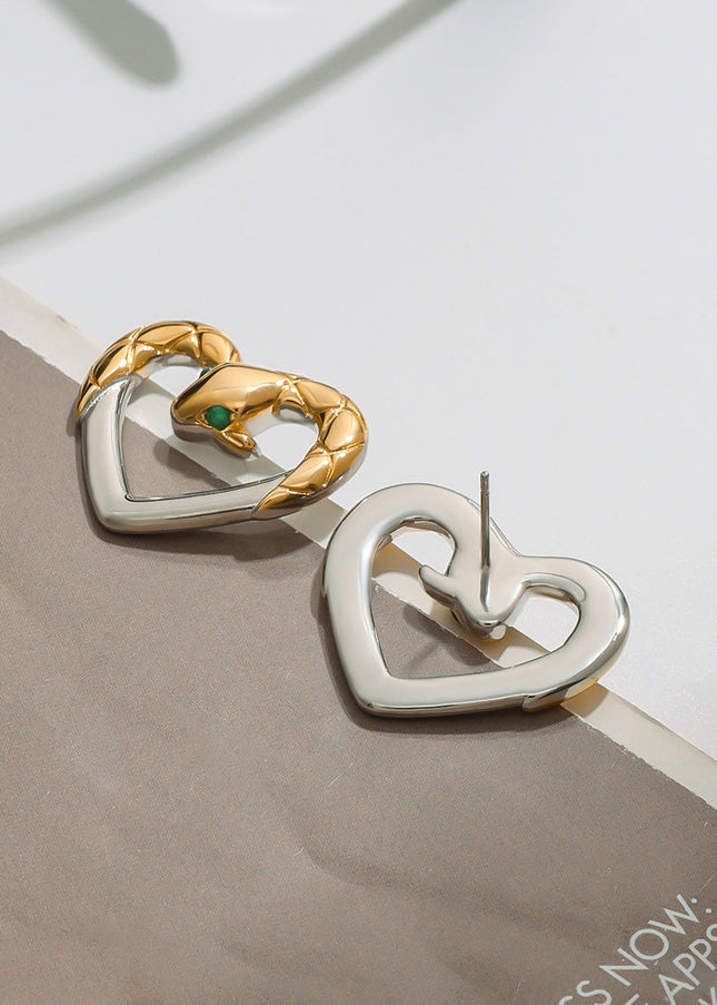 Jieding European and American stainless steel snake stud earrings, titanium steel earrings, women's light luxury, high-end earrings, cross-border earrings