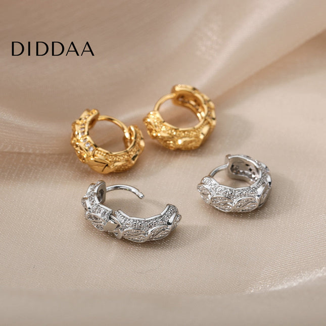 Maurice Earrings | Gold Silver Zirconia Statement Luxury Hoop Earrings - Silver - Earrings