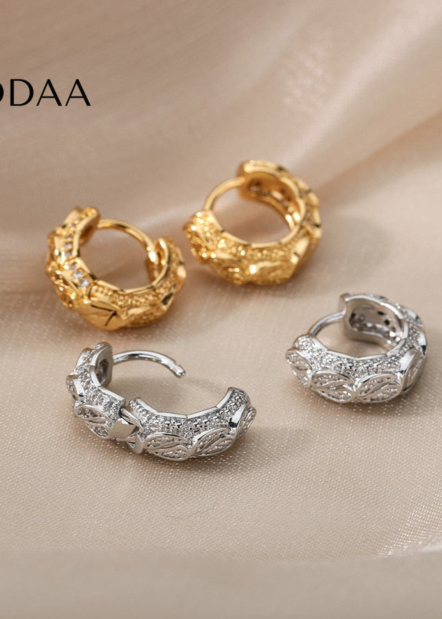 Maurice Earrings | Gold Silver Zirconia Statement Luxury Hoop Earrings - Silver - Earrings